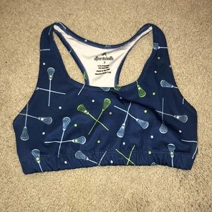 comfortable blue lacrosse sports bra